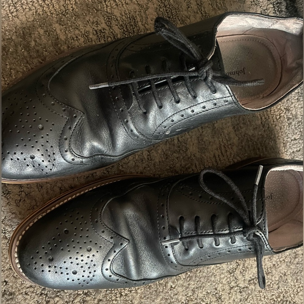 FREE SHIP Johnston & Murphy black oxfords loafer